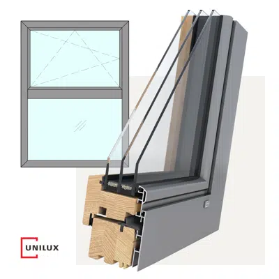 Image for LivingLine - wood-alu window tilt & turn, 1 sash below/above fixed light