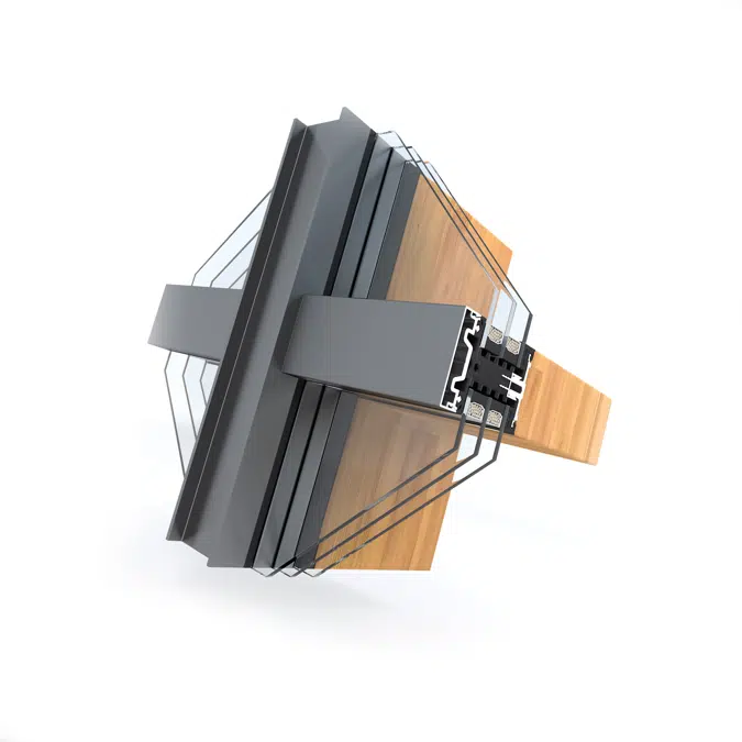 UNILUX - wood-alu lift & slide door, Scheme C, integrated in FineLine curtain wall