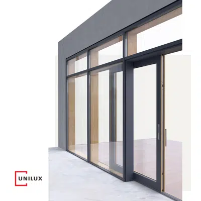 Image for Wood-alu lift & slide door, Scheme C, integrated in FineLine curtain wall