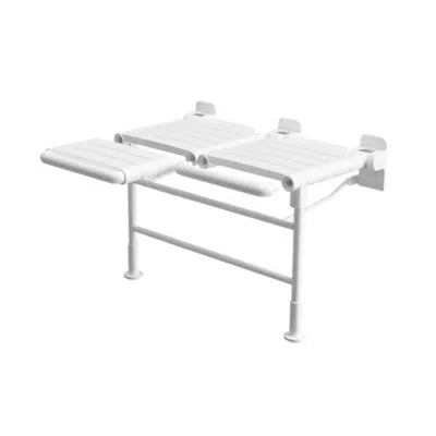 REVERSIBLE ADA L Shaped Nylon Bench Shower Seats with Legs - White için görüntü