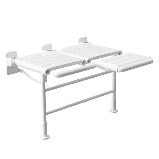 REVERSIBLE ADA L Shaped Nylon Bench Shower Seats with Legs - White