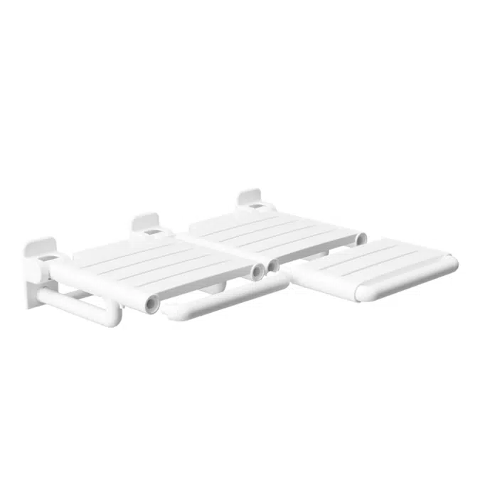 L Shaped ADA Nylon REVERSIBLE Left and Right Hand Shower seats Cantilevered - White
