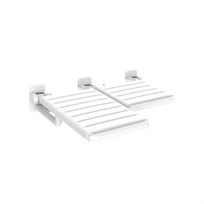 L Shaped ADA Nylon Right Hand Shower Seats Cantilevered - White