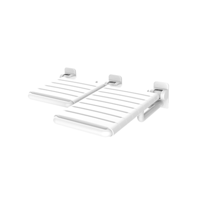 Image for L Shaped ADA Nylon Left Hand Shower Seats Cantilevered - White