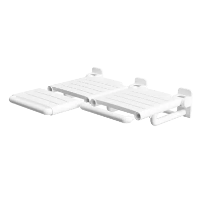 画像 L Shaped ADA Nylon REVERSIBLE Left and Right Hand Shower seats Cantilevered - White