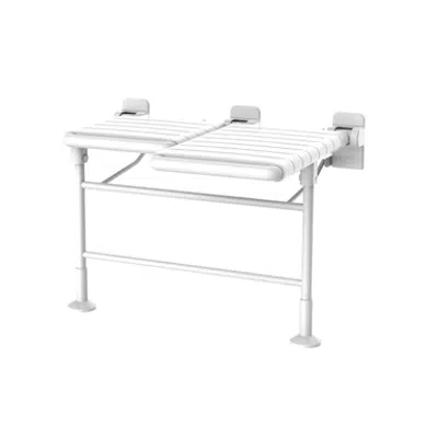 画像 L Shaped ADA Nylon Left Hand Shower Seats with Fold Down Legs - White