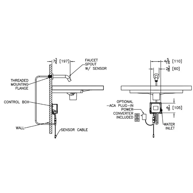 Z6957-XL Wall-Mounted Battery Powered Sensor Faucet