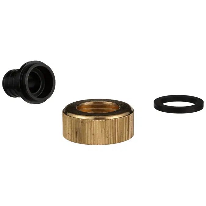 QQPSFC45X Crimp QickSert Polymer Swivel Adapter - 3/4" Barb x 1" Female FPT, Brass Swivel Nut