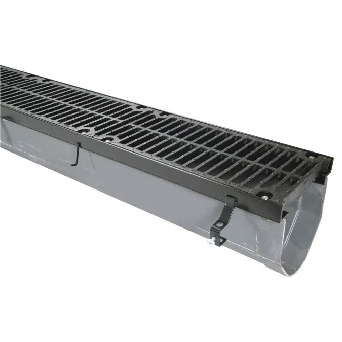 ZF812 12" Wide Reveal Fiber Reinforced Non-Combustable Polymer Trench Drain System with Steel Frame