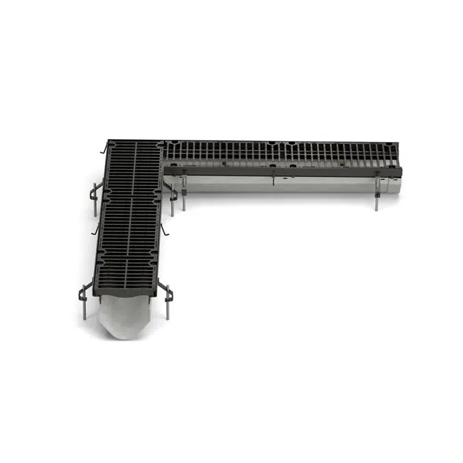 ZF812 12" Wide Reveal Fiber Reinforced Non-Combustable Polymer Trench Drain System with Steel Frame