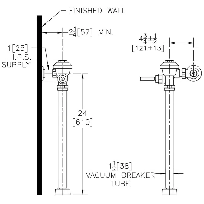 Z6017AV AquaVantage® AV Exposed Manual Diaphragm Flush Valve with 6.5 gpf, Front Handle, and 24” Rough-in in Chrome