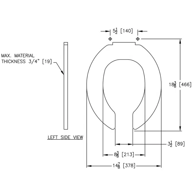 Z5955 SERIES Elongated, Commercial Heavy Duty Elongated Toilet Seat