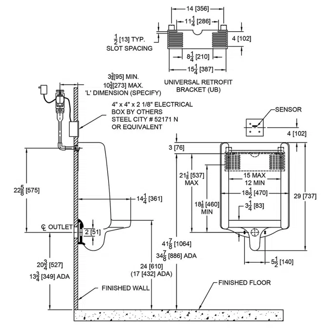 Z5759-U The Retrofit Pint®” 0.125 gpf Concealed Ultra Low Consumption Urinal System