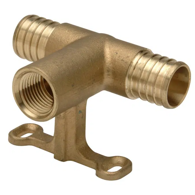 QQFST553GFX Crimp XL Brass (RFS) Sprinkler Head Tee – 1" Barb x 1" Barb x 1/2" FPT