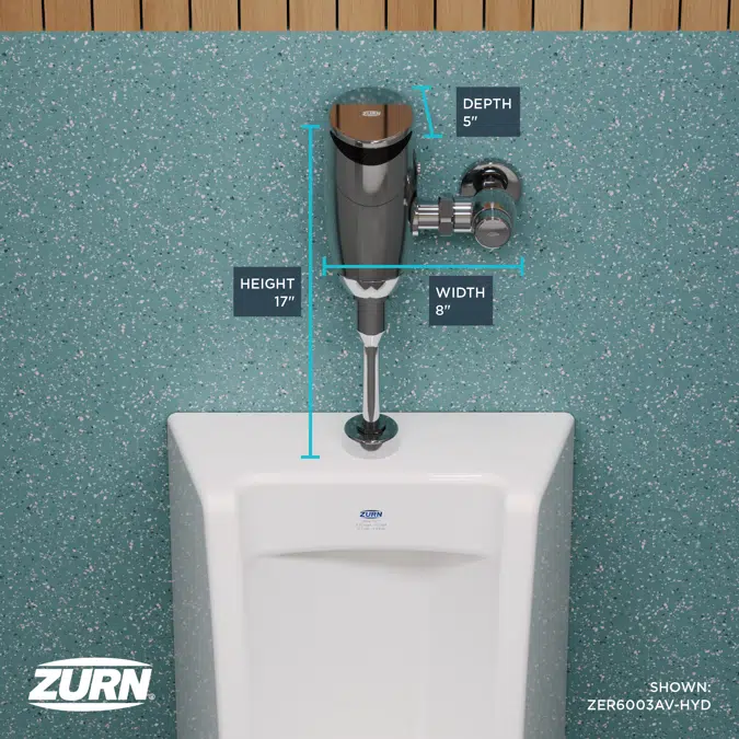 ZER6003AV-HYD Top Mount Exposed Sensor Flush Valve for Urinal W/Gear-driven Ceramic Cartridge, Hydropower, AV Diaphragm