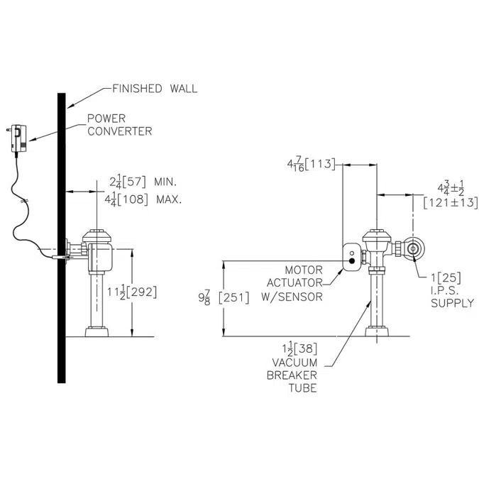 ZEMS6000PL-IS Aquaflush®  Exposed Hardwired Automatic Sensor Flush Valve For Water Closets 