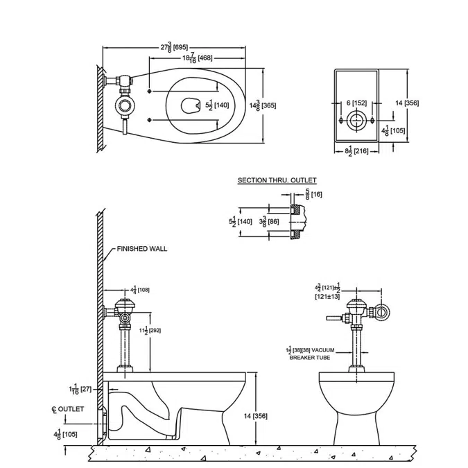 Z5635-BWL Floor-mounted back outlet Flush Valve Toilet ZurnSHIELD™ glaze