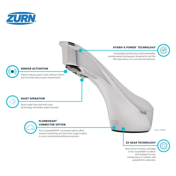 ZG6951 Fulmer Series® Sensor Faucet With Gear-driven Ceramic Cartridge