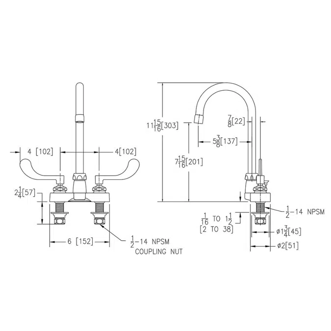 Z812B4-XL  4" AquaSpec Centerset Gooseneck Faucet