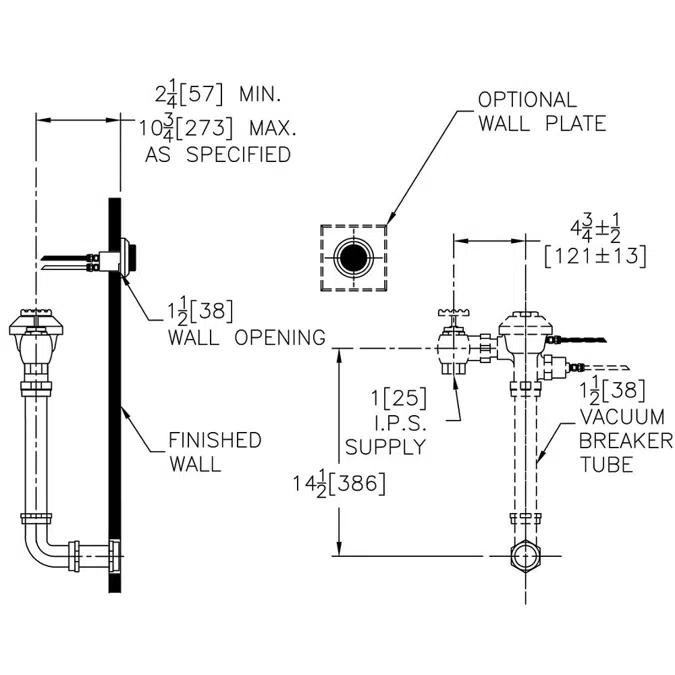 ZH6152AV AquaFlush® Concealed Flush Valve With Back Spud Connection and Hydraulic Actuator For Water Closets
