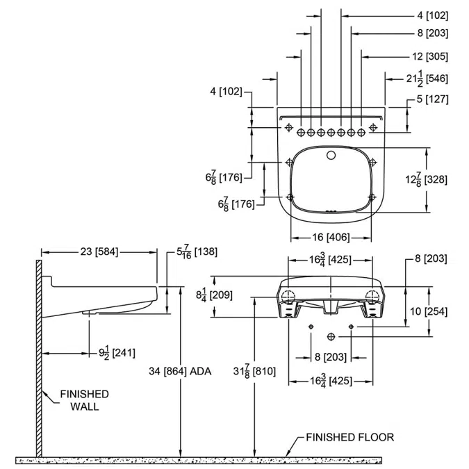 Z5320 Wall Hung Wheel Chair Lavatory