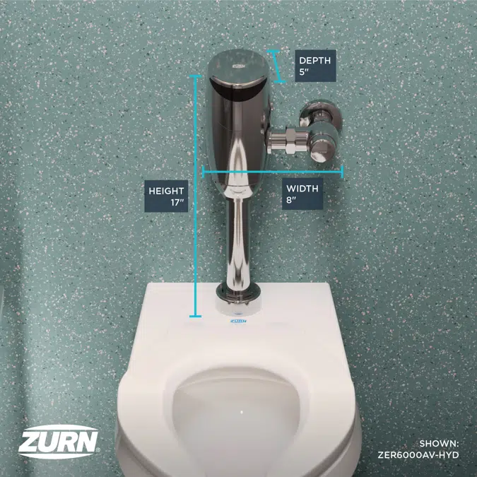 ZER6000AV-HYD Top Mount Exposed Sensor Flush Valve for Water Closet W/Gear-driven Ceramic Cartridge, Hydropower, AV Diaphragm