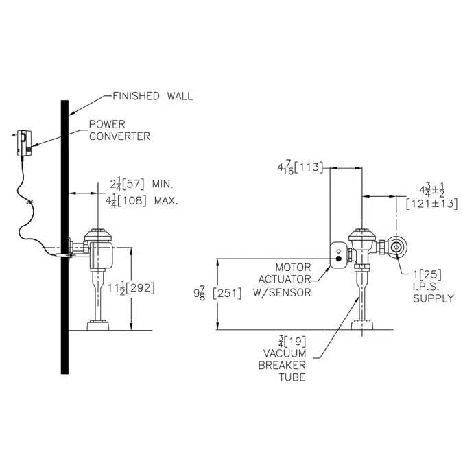 ZEMS6003-IS AquaFlush Exposed Hardwired Automatic Sensor Flush Valve For 3/4" Urinals