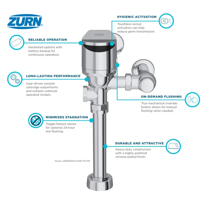 ZER6000AV-TM-HW EZ Hardwired Sensor WC Gear-Driven Flush Valve