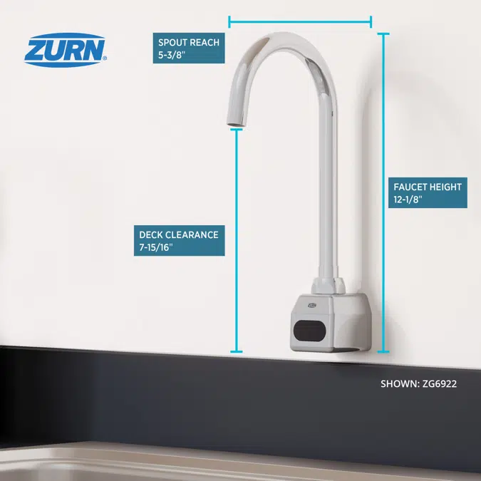ZG6922 AquaSense® Wall Mount 5-3/8 in. Gooseneck Sensor Faucet With Gear-driven Ceramic Cartridge
