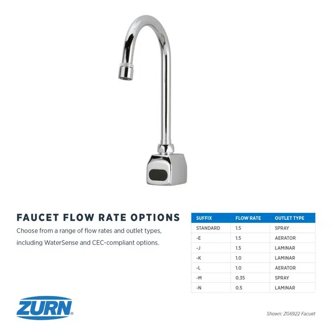 ZG6922 AquaSense® Wall Mount 5-3/8 in. Gooseneck Sensor Faucet With Gear-driven Ceramic Cartridge