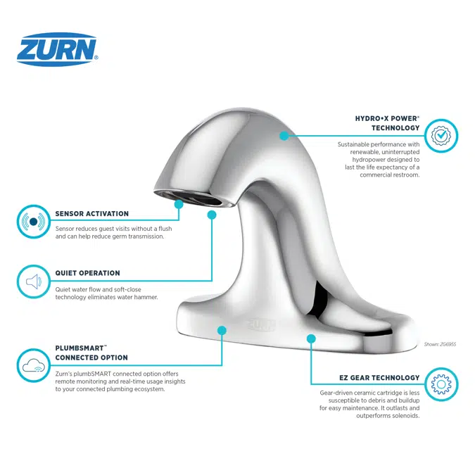 ZG6955 Serio Series® 4 in. Base Sensor Faucet With Gear-driven Ceramic Cartridge