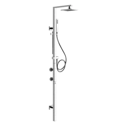 Immagine per RETTANGOLO BAGNO - Wall-mounted thermostatic mixer with Ø306 showerhead, automatic bath/shower diverter, 1,50 m flexible hose, sliding rail and antilimestone handshower - 23409