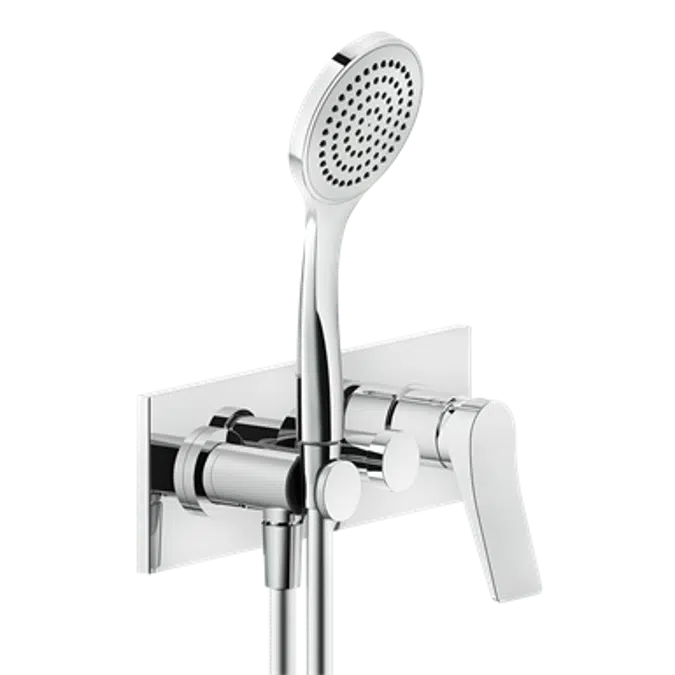 RILIEVO - External parts for two-way built-in shower mixer with diverter, water outlet, handshower hook, flexible hose and antilimestone handshower - 59140