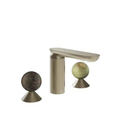รูปภาพสำหรับ PERLE-Three-holes basin mixer without waste, with connecting flexibles. Pearls in Emperador Dark marble and Onyx Green. - 74155