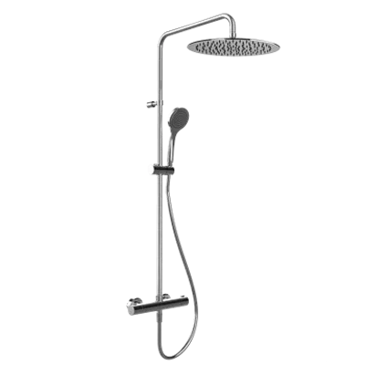 Imagem para EMPORIO-Wall-mounted thermostatic mixer with showerhead, automatic bath/shower diverter, flexible hose, sliding rail and antilimestone handshower - 35143}
