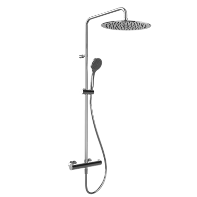 Image pour EMPORIO - Mitigeur thermostatique mural avec pomme de douche, inverseur automatique, support orientable sur barre de douche, flexibles 1,5 0 m et douchette anticalcaire.  - 35143