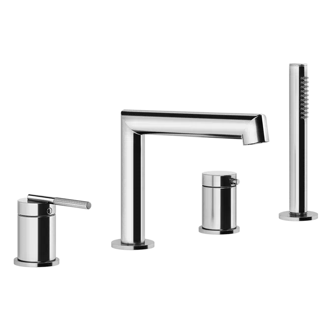 INGRANAGGIO-Four-holes bath mixer with diverter, tub-filler spout and 1,50 m flexible hose and antilimestone handshower - 63537