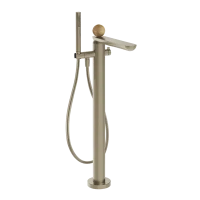 Image for PERLE-External part wall-mounted bath mixer with antilimestone handshower and automatic diverter. Pearl in Onyx Cola. - 74329