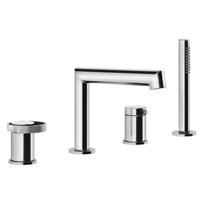obraz dla ANELLO-Four-holes bath mixer with diverter, tub-filler spout and 1,50 m flexible hose and antilimestone handshower - 63337