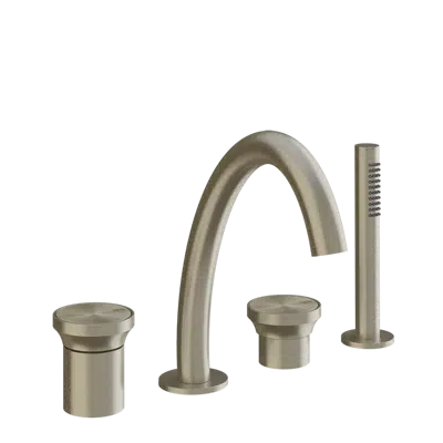 画像 ORIGINI-Four-holes bath mixer with diverter, tub-filler spout, 1,50 m flexible hose and antilimestone hand shower - 66037