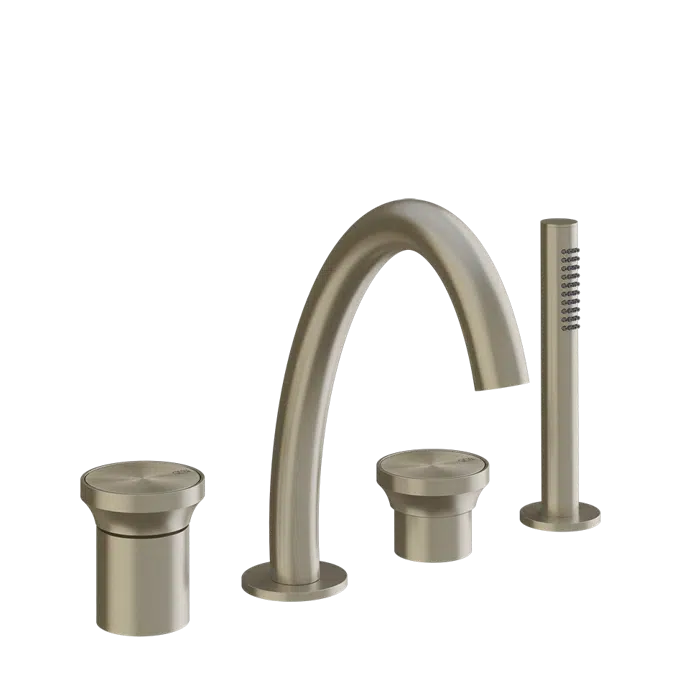 ORIGINI-Four-holes bath mixer with diverter, tub-filler spout, 1,50 m flexible hose and antilimestone hand shower - 66037
