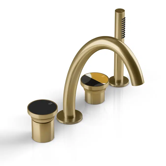 ORIGINI-Four-holes bath mixer with diverter, tub-filler spout, 1,50 m flexible hose and antilimestone hand shower - 66037