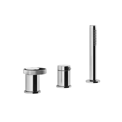billede til ANELLO-Three-holes bath mixer with diverter, 1,50 m flexible hose and antilimestone handshower. To be used with overflow filler - 63347