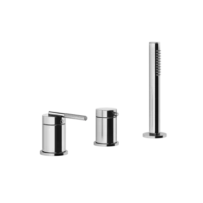 Image pour INGRANAGGIO-Three-holes bath mixer with diverter, 1,50 m flexible hose and antilimestone handshower. To be used with overflow filler - 63547