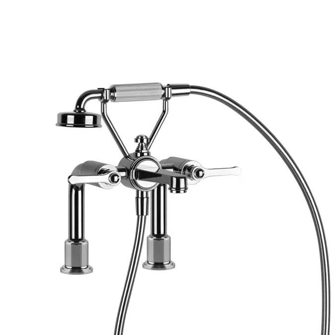 20VENTI - Two-hole bath mixer with supports, spout, 1,50 m flexible hose and antilimestone handshower - 65115