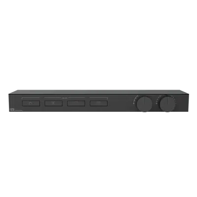 Image pour HI-FI-External parts for thermostatic shelf mixer for four simultaneous functions, with push-button on/off controls. Shelf made of black frosted safety glass. - 63026
