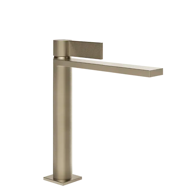 INVERSO-Medium version basin mixer with Stop&Go waste and connecting flexibles. RIGATO. - 73555