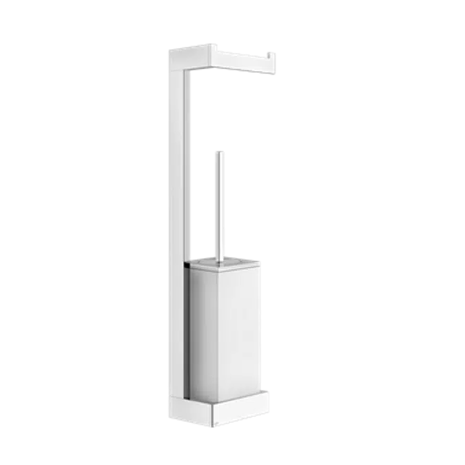 RETTANGOLO ACCESSORI - Wall-mounted column with paper roll holder and white brush holder - 20867