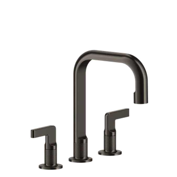 INCISO L - Medium version three-holes basin mixer, with flexible hoses with waste - 58013