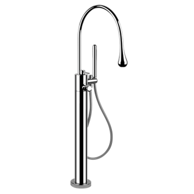 GOCCIA - Fertigmontageset für freistehende Thermostat Wannenarmatur mit separaten Ventilen für Wanneneinlauf und Handbrause. Handbrause e igensicher, je nach Einbautiefe des UP-Körpers 24997 verändert sich die Höhe der Armatur. Handbrause aus Metall.  - 24978